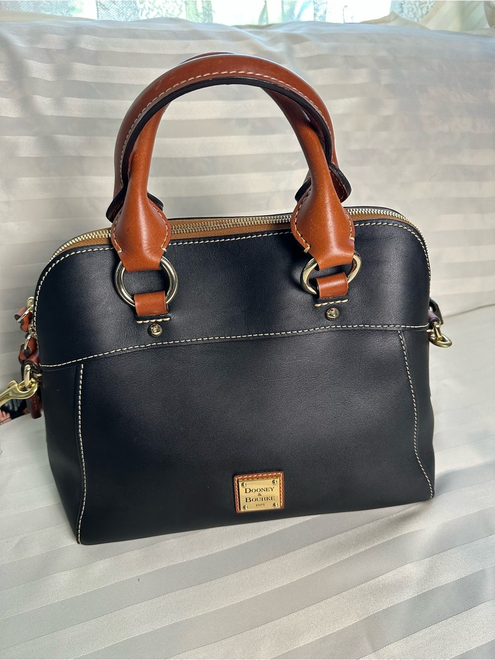 Dooney & Bourke Black and Brown Leather Satchel